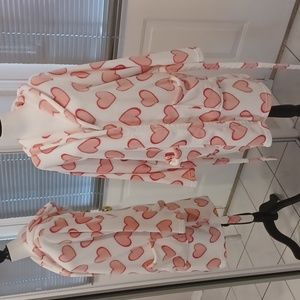 4/$60 New Pink Heart Hooded Fleece Robe/Housecoat - Size Large